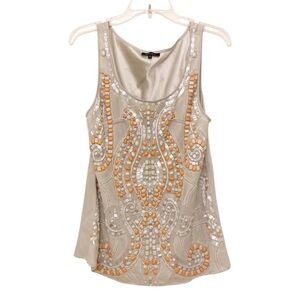 LAFAYETTE 148 SILK BEADED TANK TOP